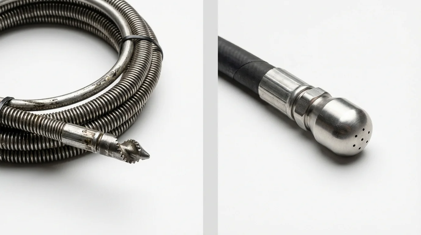 Drain snake cable and hydro jetting nozzle used for drain cleaning in Whitestone, NY