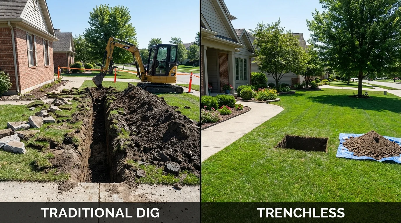 Trenchless sewer repair with minimal yard damage versus traditional excavation in Whitestone, NY